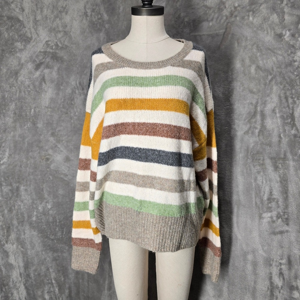 BIBI Striped Sweater Womens XL Pullover Knitwear Acrylic Blend Multicolor Preppy